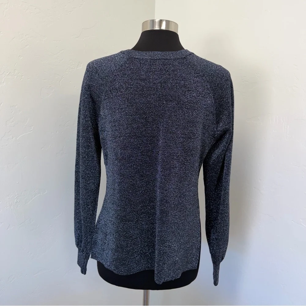 J. Crew Sparkle Navy & Black Crew Neck Sweater Size M